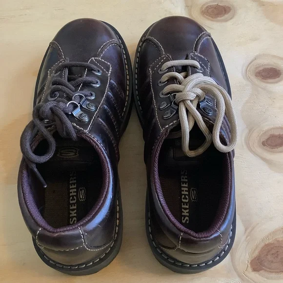 VTG 90s Y2K Skechers Womens Sz 9 Brown Leather Platform Chunky Shoes Grunge - Picture 7 of 11